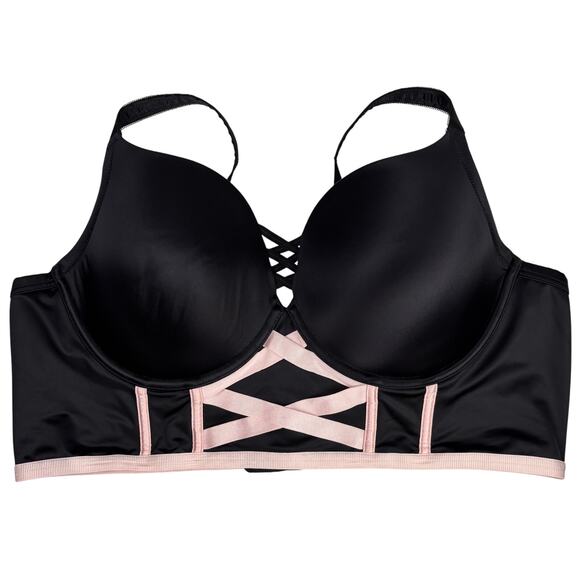 Torrid XO Plunge Push Up Shine Longline Straight Back Bra Size 44D - Picture 2 of 4